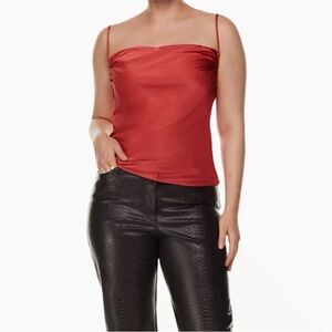 Aritzia Wilfred red cowl neck satin camisole going out top size L gently used